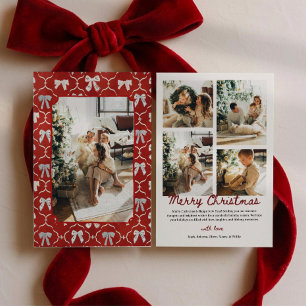 Coquette Red Bows Multi-Photo Christmas Holiday Card