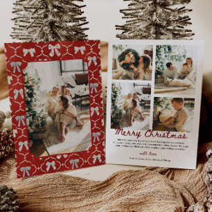 Coquette Red Bows Multi-Photo Christmas Holiday Card