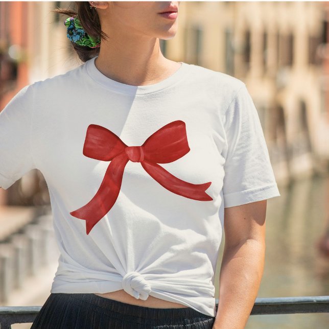 Coquette Red Christmas Bow Elegant Minimalist Tri-Blend Shirt (Creator Uploaded)
