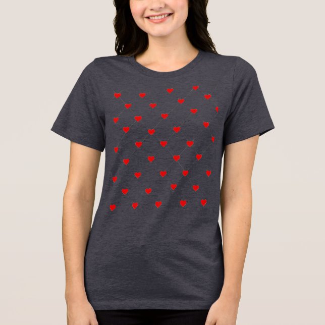 Coquette Red Hearts Pattern Graphic T-Shirt Tri-Blend Shirt (Front)