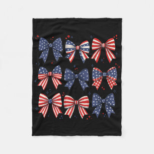 Coquette Red White And Blue Patriotic Bows Retro J Fleece Blanket