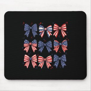Coquette Red White And Blue Patriotic Bows Retro J Mouse Pad
