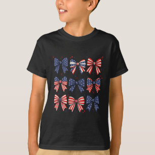 Coquette Red White And Blue Patriotic Bows Retro J T-Shirt