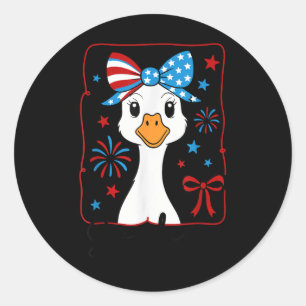 Coquette Red White And Goose Usa Flag 4th Of July  Classic Round Sticker