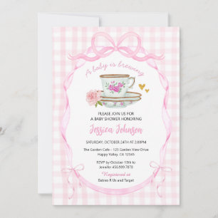Coquette Ribbon Baby Shower Tea Party Pink Invitation