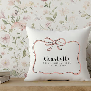 Coquette Ribbon Frame Name Birth Stats Cushion