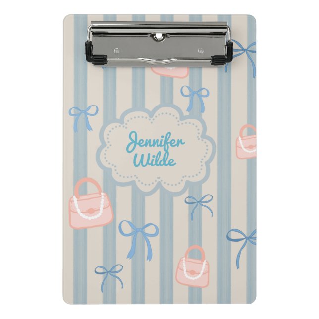Coquette Ribbons Personalised Name Mini Clipboard (Front)