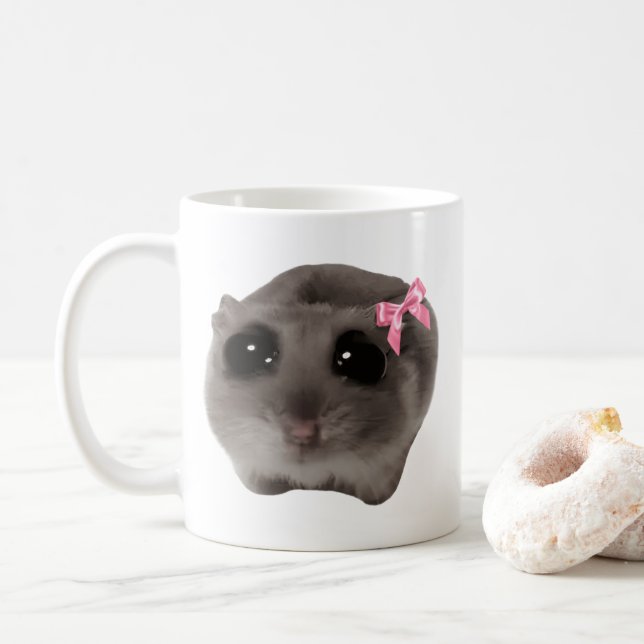 Coquette Sad Hamster Meme Mug Double Sided (With Donut)