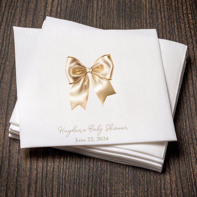 Coquette Satin Cream Bow Personalised Napkin (Creator Uploaded)
