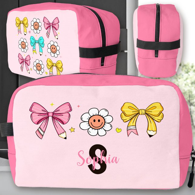 Coquette School Girl Pink Bow Name Lunch Box Dopp Kit (Coquette School Girl Cute Pink Bow Pencil Name Dopp Kit Lunch Box)