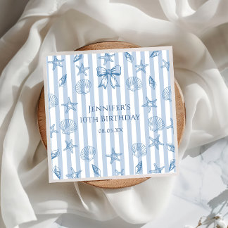 Coquette Seashells Beach Birthday Napkins 