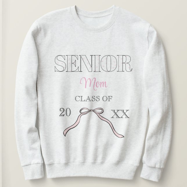 Coquette Senior Mom Graduate Custom Pink Bow  Sweatshirt (Design Front)