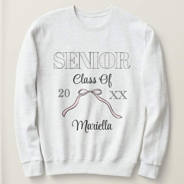 Coquette Senior Year Personalized Pink Bow  Sweatshirt (Design Front)