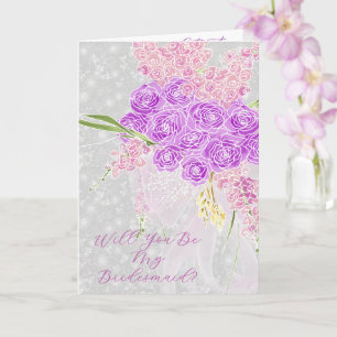 Coquette Sheer Bow  Will You Be My Bridesmaid  Card