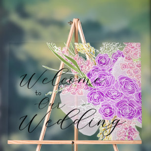 Coquette Sheer pink Bow and Bouquet Acrylic Sign