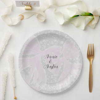 Coquette Sheer Pink bows Paper Plate