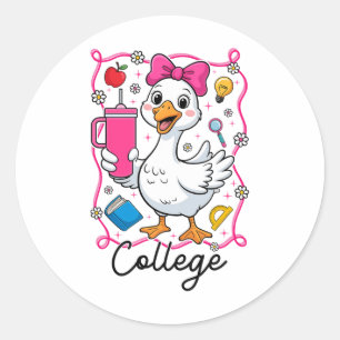Coquette Silly Goose College Kid Girl 1st Day Of S Classic Round Sticker