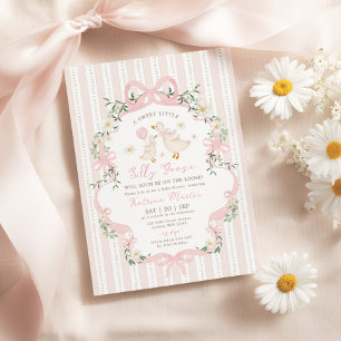 Coquette Silly Goose Pink Bow Girl Baby Shower Invitation
