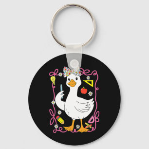 Coquette Silly Goose Teacher Retro Preppy Back To Key Ring