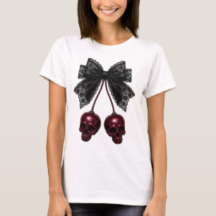 Coquette Skull Bow Gothic Cherry T-Shirt