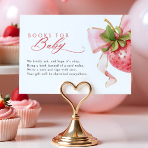 Coquette Strawberry Baby Shower Books for Baby Enclosure Card