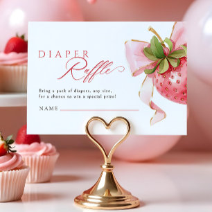 Coquette Strawberry Baby Shower Diaper Raffle Enclosure Card
