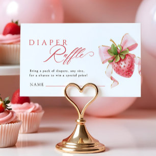 Coquette Strawberry Baby Shower Diaper Raffle Enclosure Card