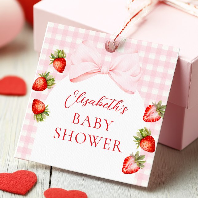 Coquette Strawberry Baby Shower Favour Tags (Creator Uploaded)
