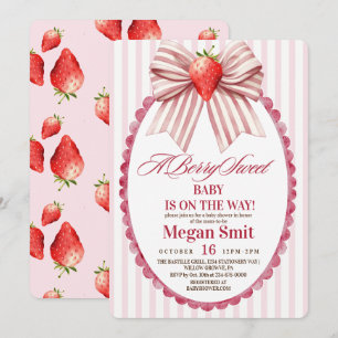 Coquette Strawberry Baby Shower Invitation