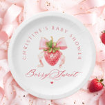 Coquette Strawberry Baby Shower Paper Plate<br><div class="desc">The Coquette Strawberry Baby Shower Paper Plates is a delightful blend of charm and elegance, perfectly capturing the joy of celebrating a baby girl’s arrival. The design features a stunning watercolor illustration of ripe red strawberries, their vibrant hues symbolising the sweetness of new beginnings. A delicate pink bow adds a...</div>