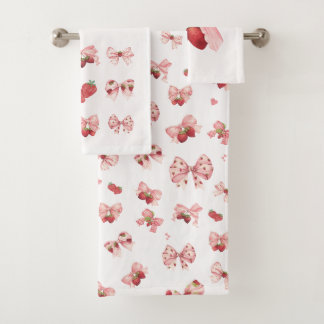 Coquette Strawberry & Bow Towel Set (3 Pieces)
