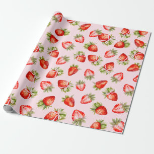 Coquette Strawberry Bow  Wrapping Paper