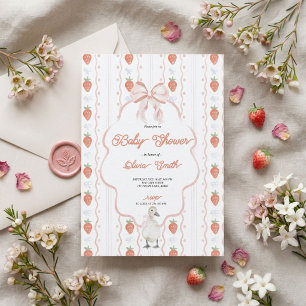 Coquette Strawberry Duck Baby Shower  Invitation