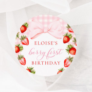 Coquette Strawberry First Birthday Classic Round Sticker