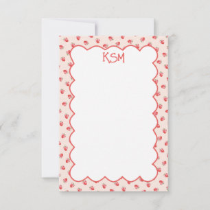 Coquette Strawberry Monogram Stationery Thank You Card