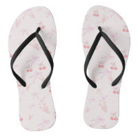 Coquette Style Flip-Flops with Bunnies & Cherries