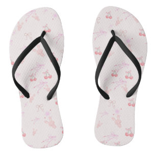 Coquette Style Flip-Flops with Bunnies & Cherries Jandals