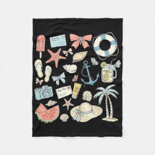 Coquette Summer Coastal Beach Matching Family Vaca Fleece Blanket
