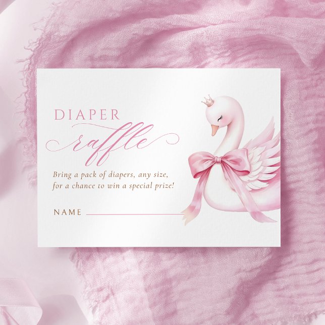 Coquette Swan Princess Baby Shower Diaper Raffle Enclosure Card (Creator Uploaded)