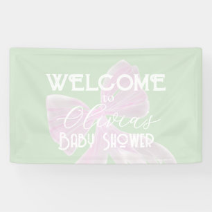 Coquette Sweet Pink bow and girl baby shower Banner