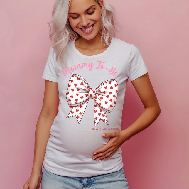 Coquette Sweetheart Bow Mummy to-be, Pregnancy T-Shirt (Coquette Sweetheart Bow Mommy to-be T-Shirt)