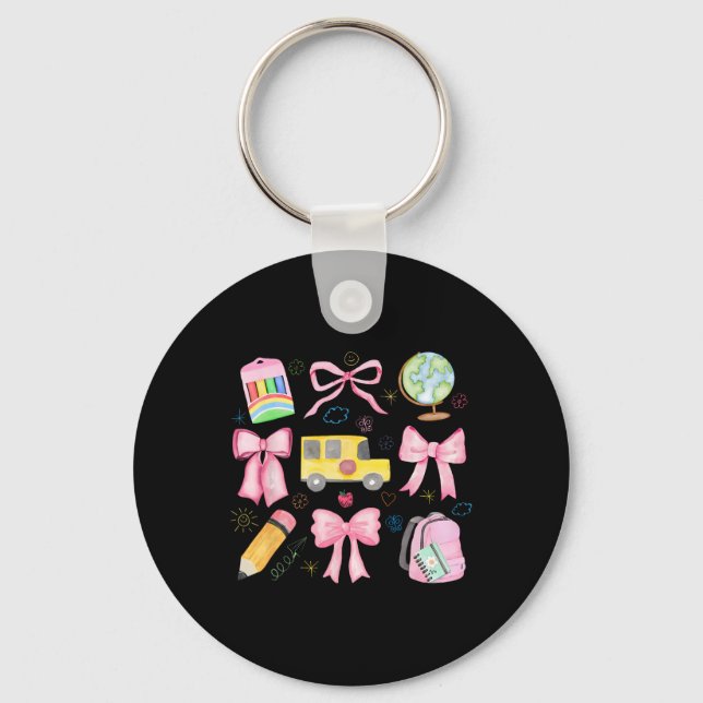 Coquette Teacher Appreciation Bows Last Day Back T Key Ring (Front)