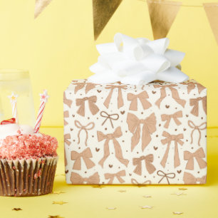 Coquette Terracotta Bows & Hearts Wrapping Paper
