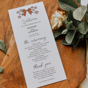 Coquette Terracotta Bows Wedding Ceremony Program Programme