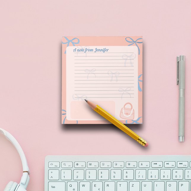 Coquette theme Ribbons Personalise Notepad (Creator Uploaded)