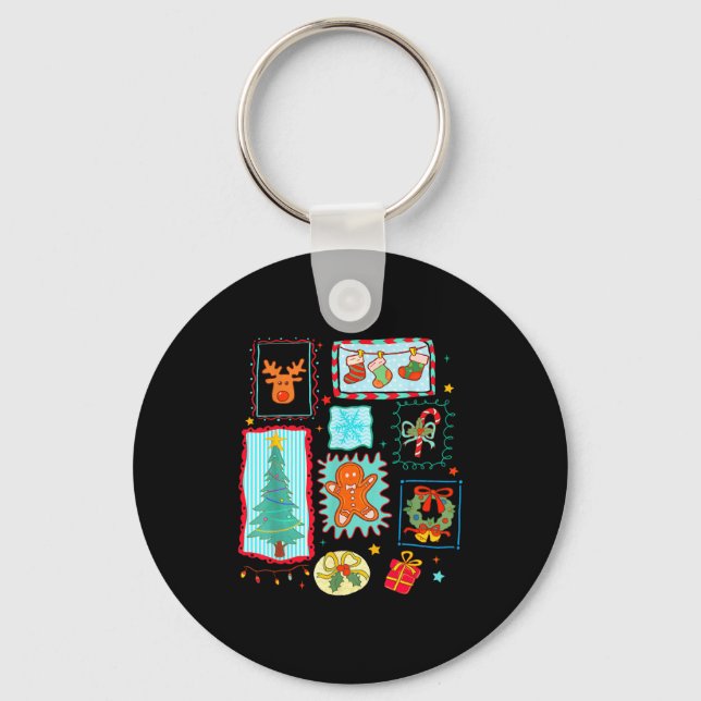 Coquette Tis The Season Christmas Santa Nk Preppy  Key Ring (Front)