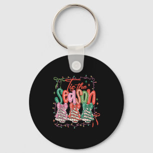 Coquette Tis The Season Christmas Trees Cake Bow C Key Ring