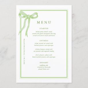 Coquette Toile Green Bow Bridal Shower Menu