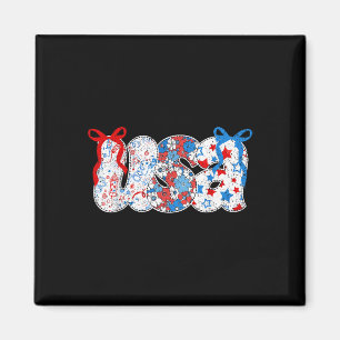 Coquette Usa Floral 4th Of July Bow Stars Firework Magnet