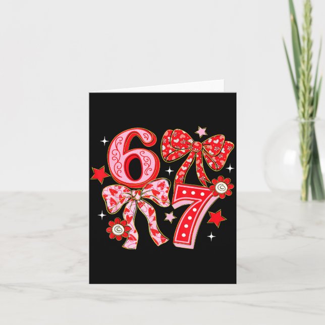 Coquette Valentine 67 Six Seven Bow Valentines 6 7 Card (Front)